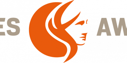 Abbildung: Eine Portraitabbildung der griechischen Göttin Ceres in Orange und daneben der Schriftzug "Ceres-Award" bilden das Logo des gleichnamigen Events. 